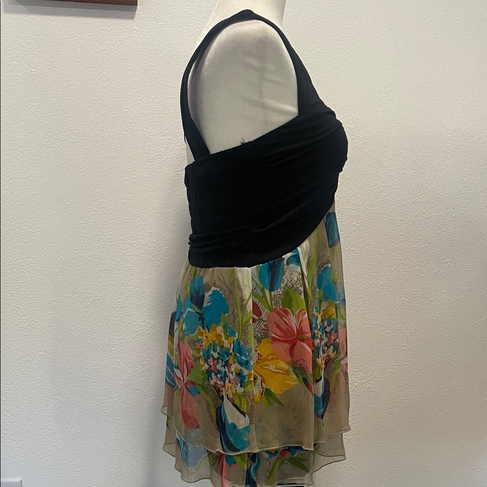 Anerican Rag Black Tank Top Dress with Floral Chiffon Skirt - Picture 3 of 8